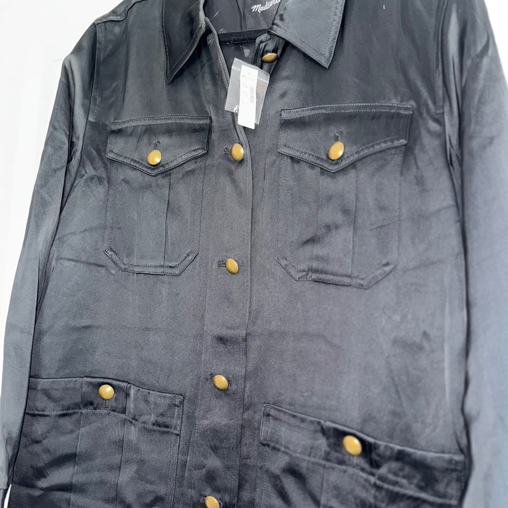 SALE Madewell Double-Faced Satin Safari Double Faced Jacket  black NWT M - Picture 7 of 10